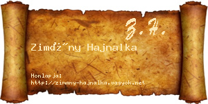 Zimány Hajnalka névjegykártya